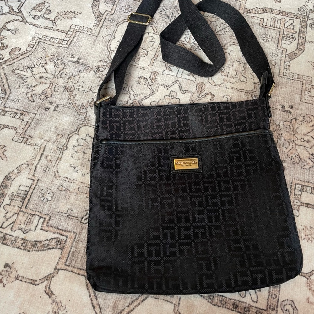 Tommy Hilfiger Black Crossbody Bag with Gold Details